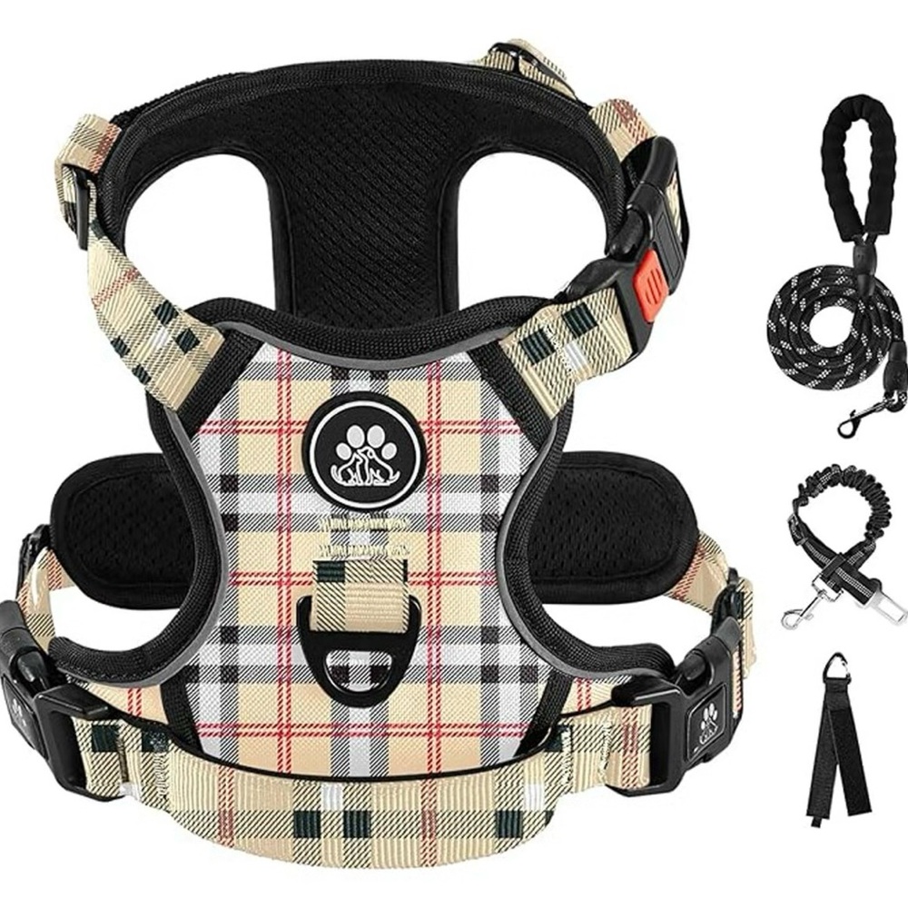 CLEAR OUT SALE! NWOT Plaid Padded Dog Harness with Matching Rope Leash Size L - Picture 15 of 17
